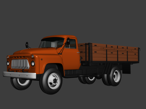 GAZ 53 A Flatbed Truck 3D Model