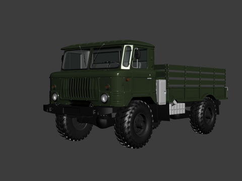 GAZ 66 Flatbed Truck 3D Модель
