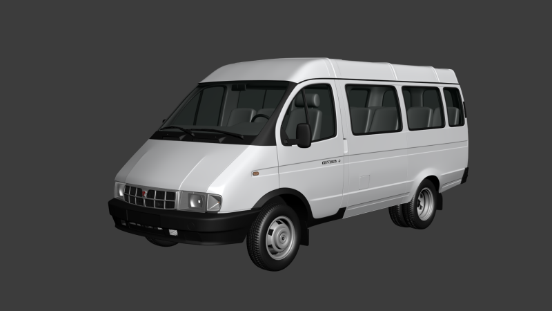 GAZ 3221 Gazelle PassengerVan 3D Model .c4d .max .obj .3ds .fbx .stl .blend