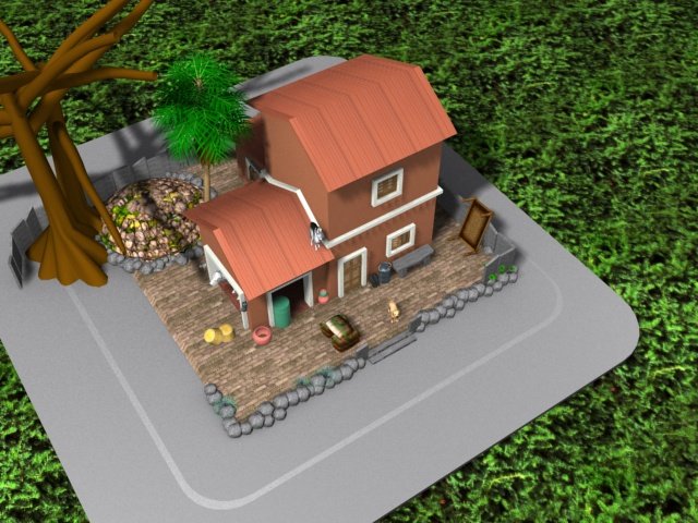 village house Model 3D .c4d .max .obj .3ds .fbx .stl .blend 
