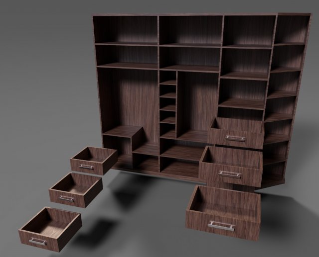 walnut cupboard 3D Model .c4d .max .obj .3ds .fbx .stl .blend 