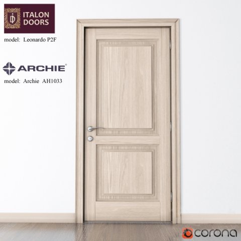 italon doors door with the door handle from the archie 3D Model .c4d .max .obj .3ds .fbx .stl .blend 