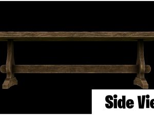 medieval wooden long table 3Dモデル
