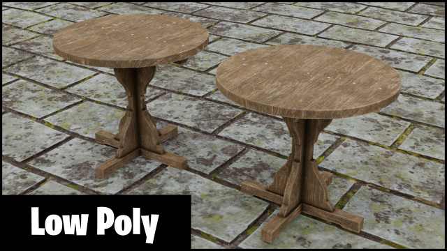 medieval wooden round small table 3D मॉडल .c4d .max .obj .3ds .fbx .stl .blend 