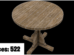 medieval wooden round small table 3D मॉडल