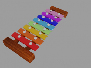 wood texture xylophone toy 3D Model