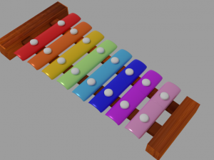 wood texture xylophone toy 3D Model