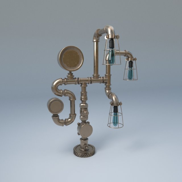 steampunk lamp 3D मॉडल .c4d .max .obj .3ds .fbx .stl .blend 