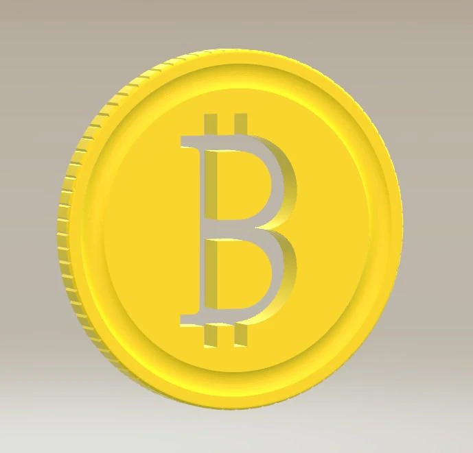 Coin with Bitcoin logo 3D 3D Model .c4d .max .obj .3ds .fbx .stl .blend 