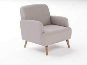 light gray fabric arm chair Modello 3D