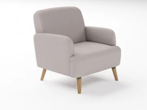 light gray fabric arm chair 3D Model