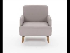 light gray fabric arm chair 3D Model