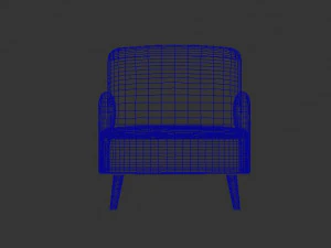 light gray fabric arm chair 3D Model
