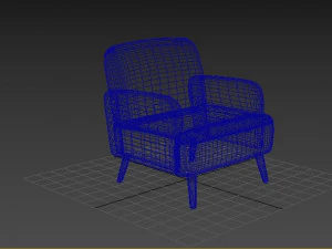 light gray fabric arm chair 3D Model