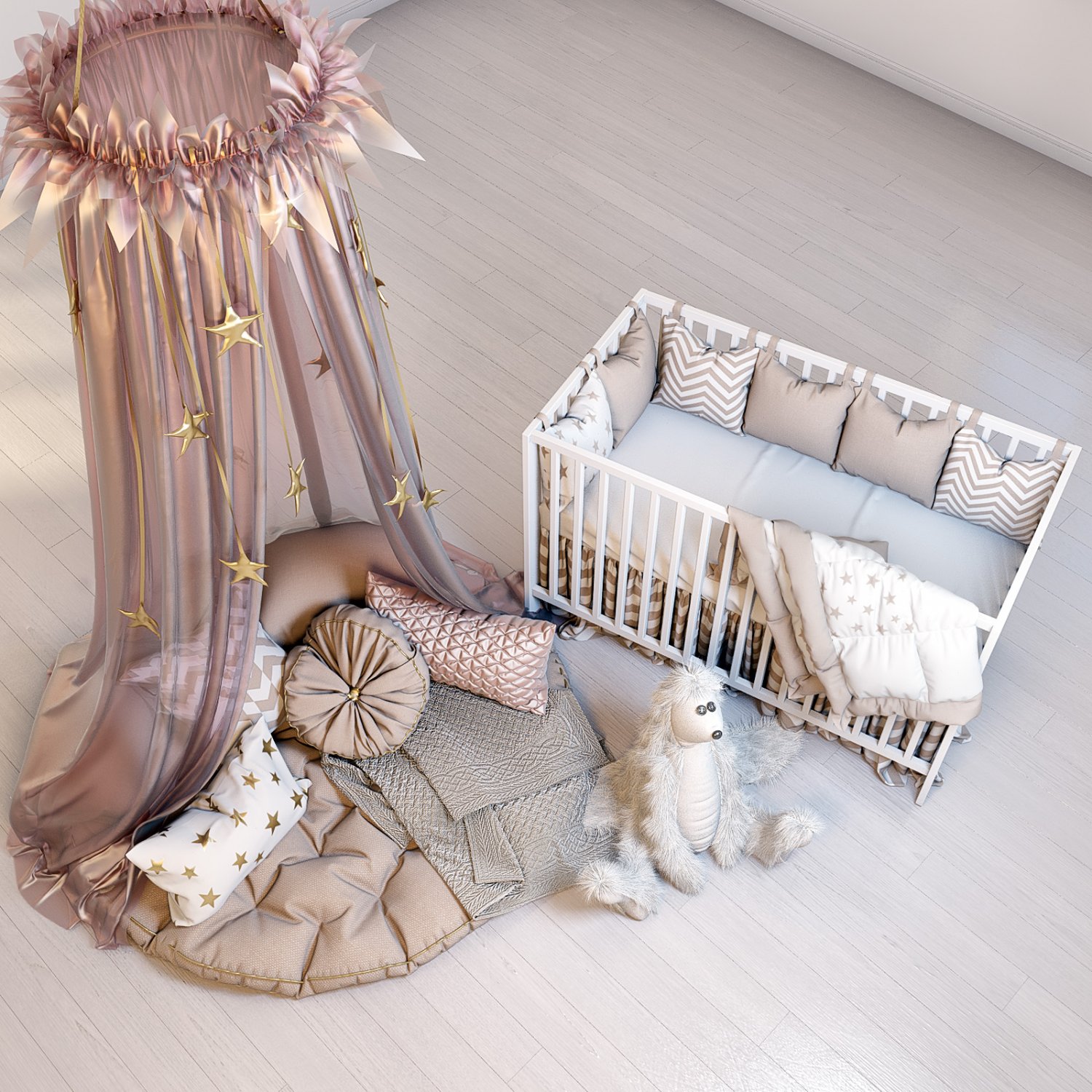 Conflict discretie valuta cozy set for children with canopy baby bed ikea gulliver and fluffy rabbit  3D Model in Bedroom 3DExport