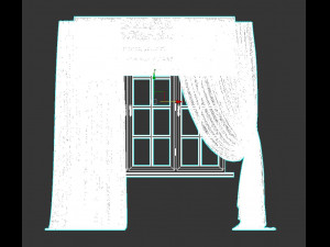light beige silk curtains on the floor straight and with a pick-up brush tulle roman blind window 3D Модель