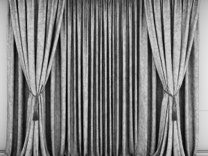 straight blue velour curtains on the floor in turquoise tones satin gray curtains 3D Model