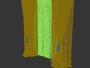 straight blue velour curtains on the floor in turquoise tones satin gray curtains 3D Model