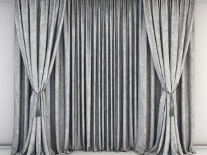 brown and beige curtains roman blind and window Model 3D