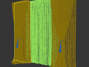brown and beige curtains roman blind and window Model 3D