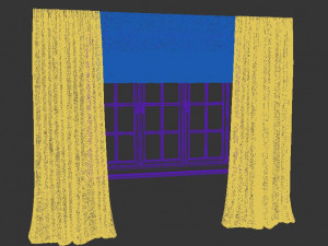 straight grey-brown curtains roman blind 3D 모델