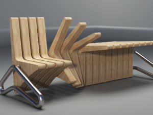 wooden seat 3D Model