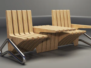 wooden seat 3D Model