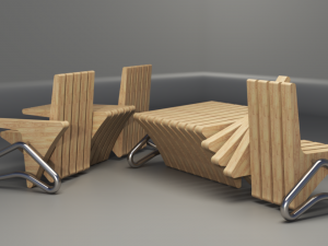 wooden seat 3D-Modell