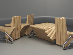 wooden seat 3D Model