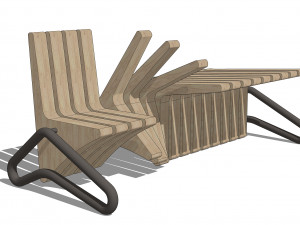 wooden seat 3D-Modell