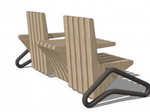 wooden seat 3D-Modell