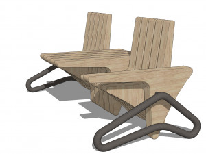 wooden seat 3D-Modell