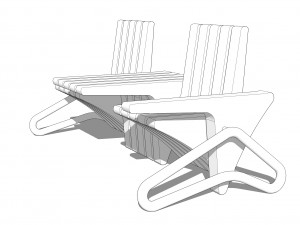 wooden seat 3D-Modell