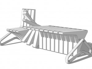 wooden seat 3D-Modell