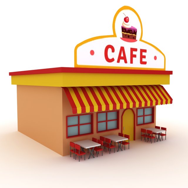 cartoon cafe Modèle 3D .c4d .max .obj .3ds .fbx .stl .blend 