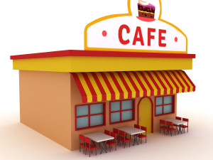 cartoon cafe 3D 模型