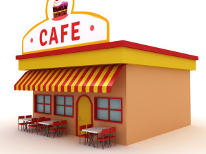 cartoon cafe Modèle 3D