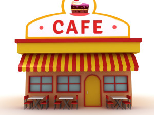 cartoon cafe Modèle 3D