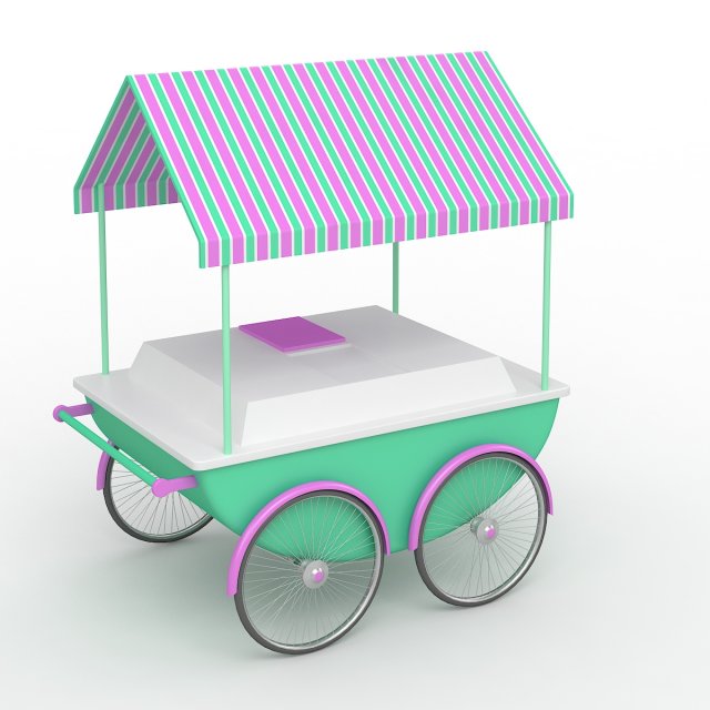 old ice cream cart 3D Модель .c4d .max .obj .3ds .fbx .stl .blend 