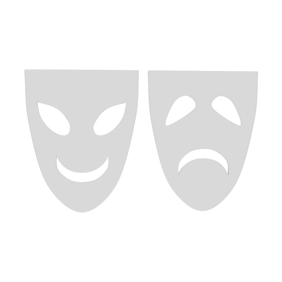 theater mask happy sad face 3D Model .c4d .max .obj .3ds .fbx .stl .blend 
