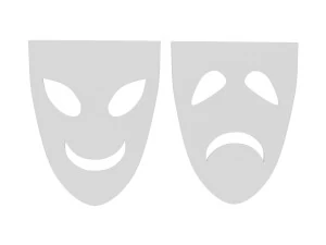 劇場マスク幸せな悲しい顔 3Dモデル