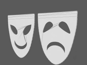 theater mask happy sad face 3D Model