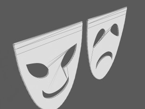 theater mask happy sad face Model 3D