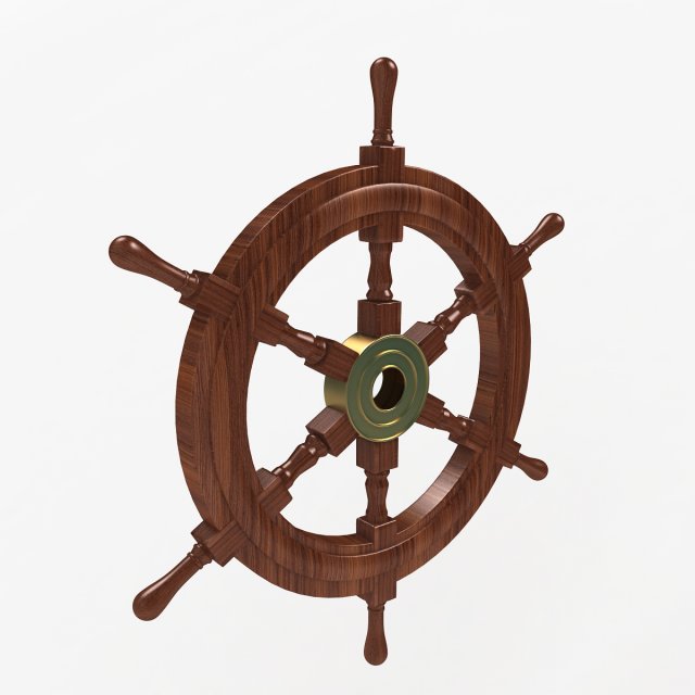 wooden ship wheel 3D Model .c4d .max .obj .3ds .fbx .stl .blend