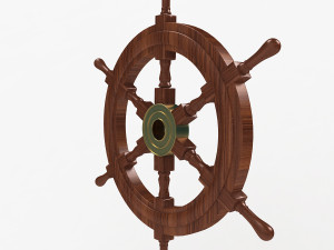 wooden ship wheel 3D Model