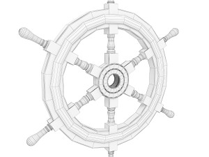 wooden ship wheel 3D Model