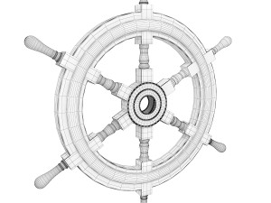 wooden ship wheel 3D Model