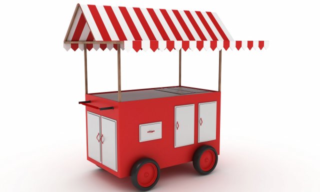 food cart Model 3D .c4d .max .obj .3ds .fbx .stl .blend 