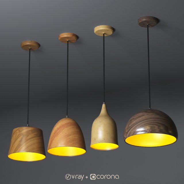 wooden pendant light Modello 3D .c4d .max .obj .3ds .fbx .stl .blend 