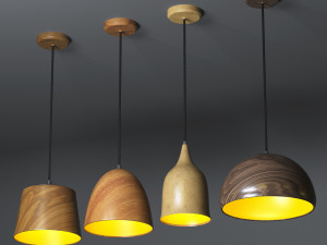 wooden pendant light Model 3D